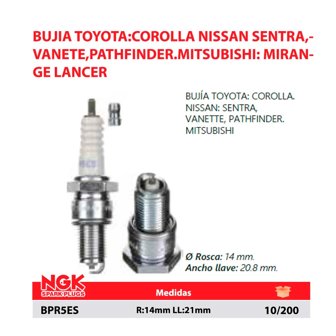 BUJIA TOYOTA:COROLLA NISSAN SENTRA,VANETE,PATHFINDER.MITSUBISHI: MIRANGE LANCER R:14mm LL:21mm
