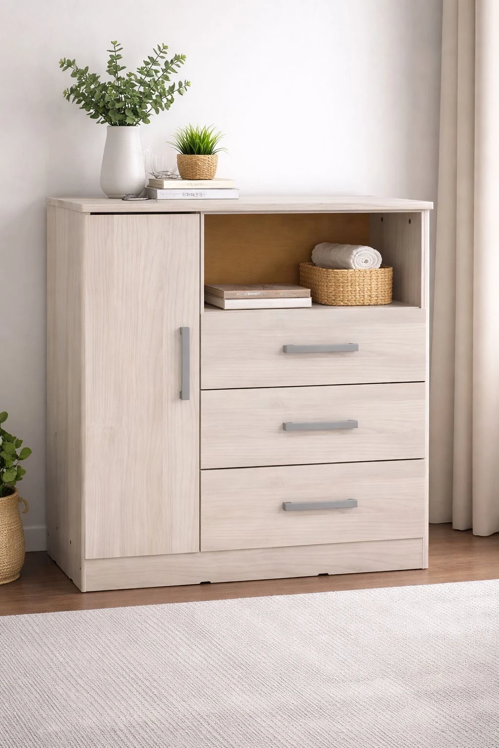 COMODA 3 CAJONES Y 1 PUERTA 