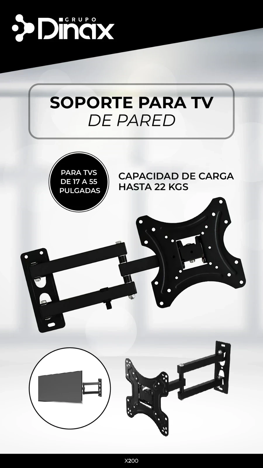 Soporte Para TV  Con Brazo Soporta De 17" a 42"    