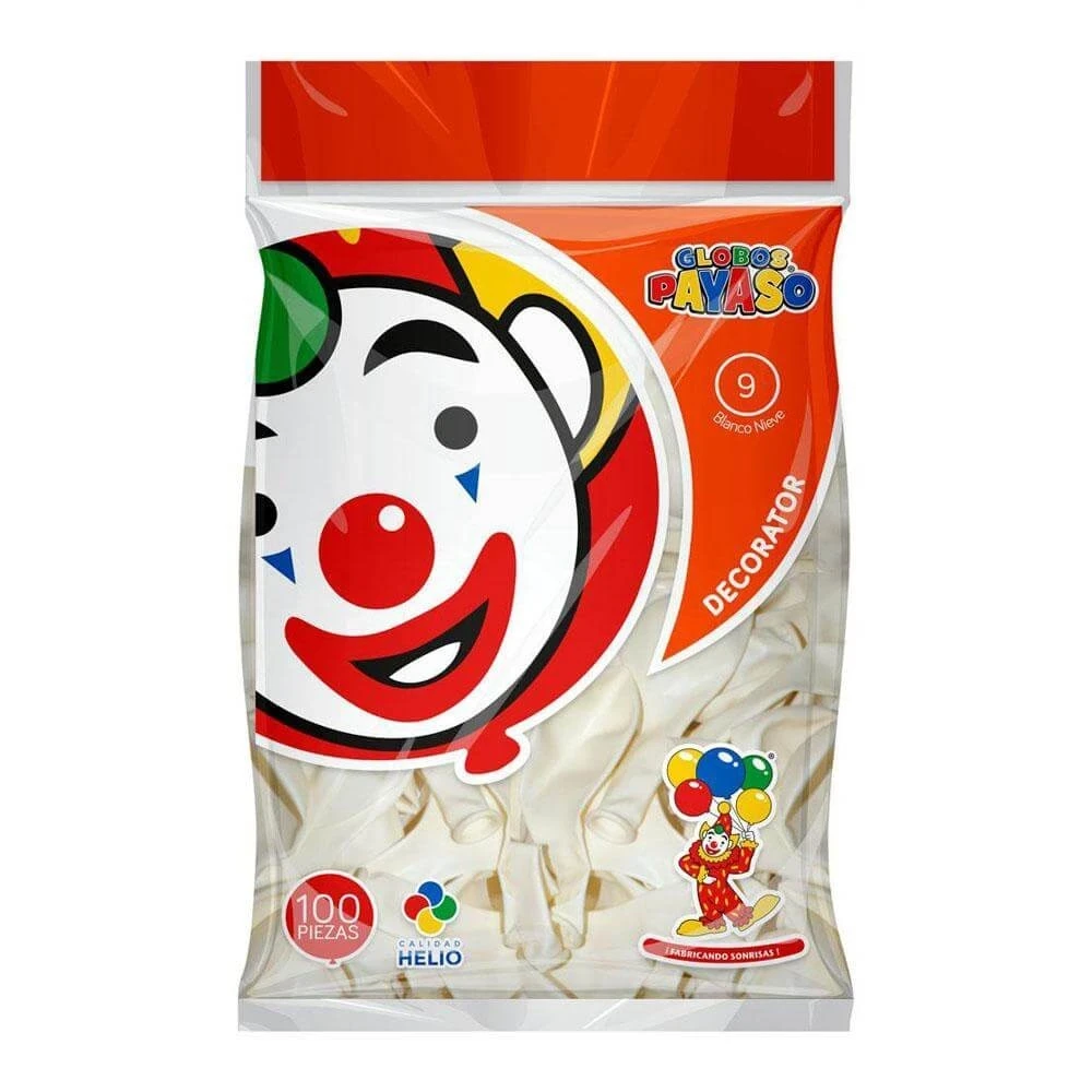 Globo blanco  c/50 #9 payaso