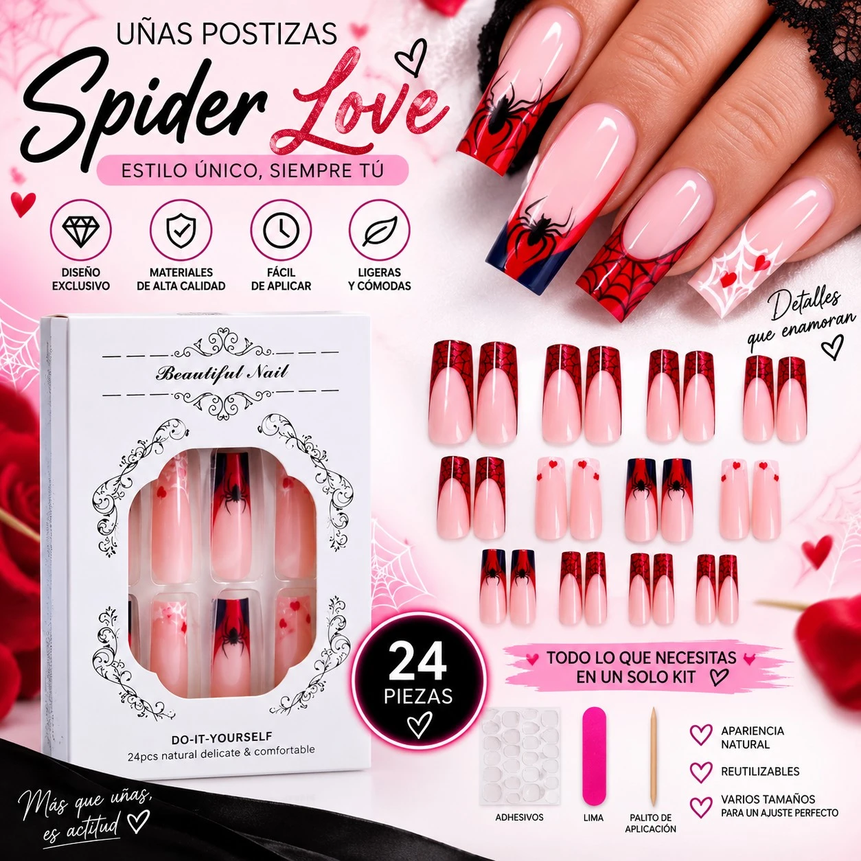 lumera caja de uñas press spider love