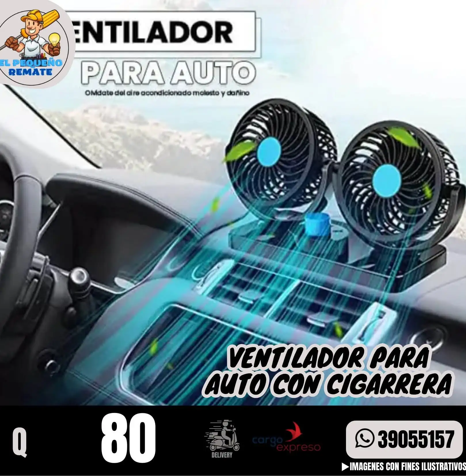 VENTILADOR PARA CARRO DOBLE