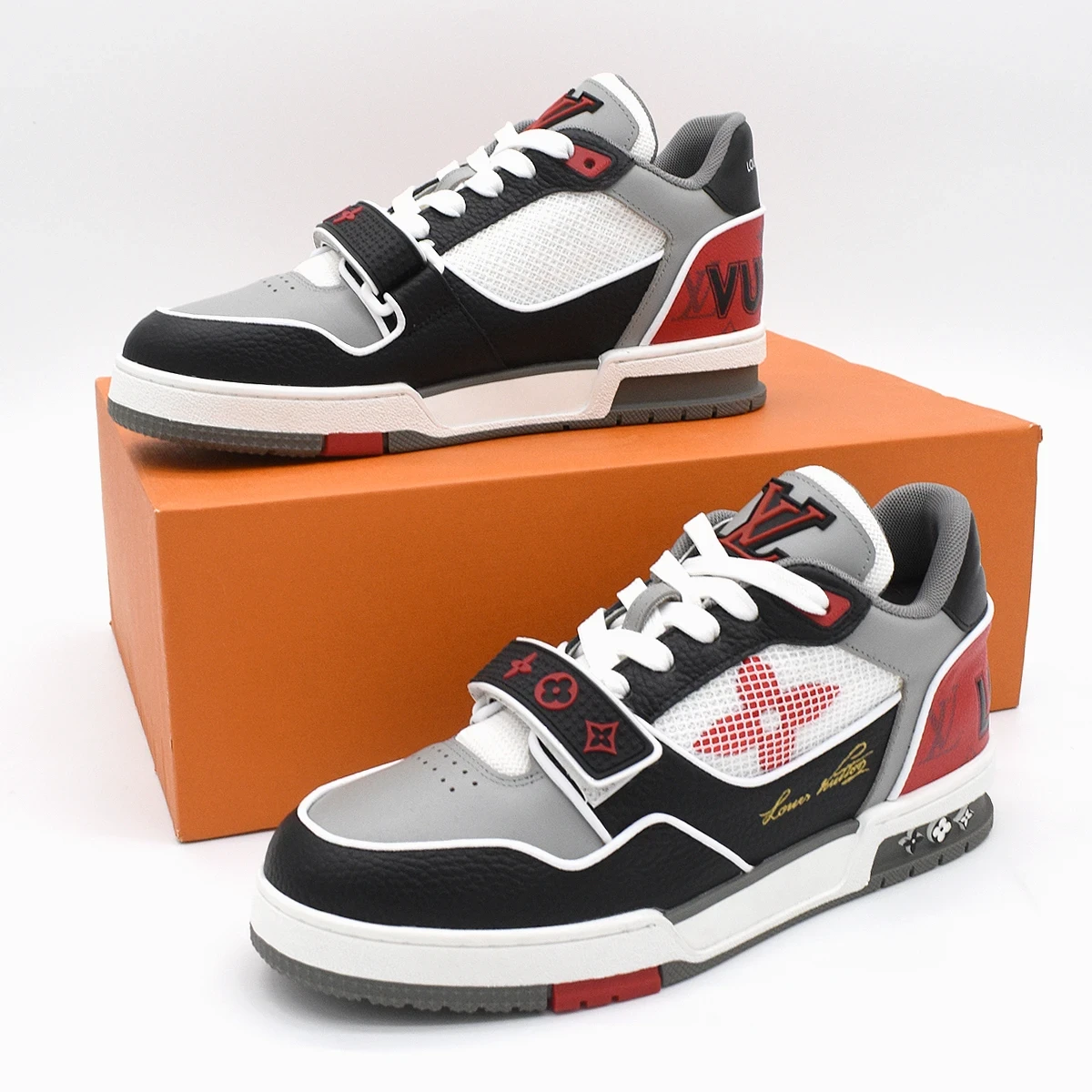 LV Trainer Monogram denim velcro 6