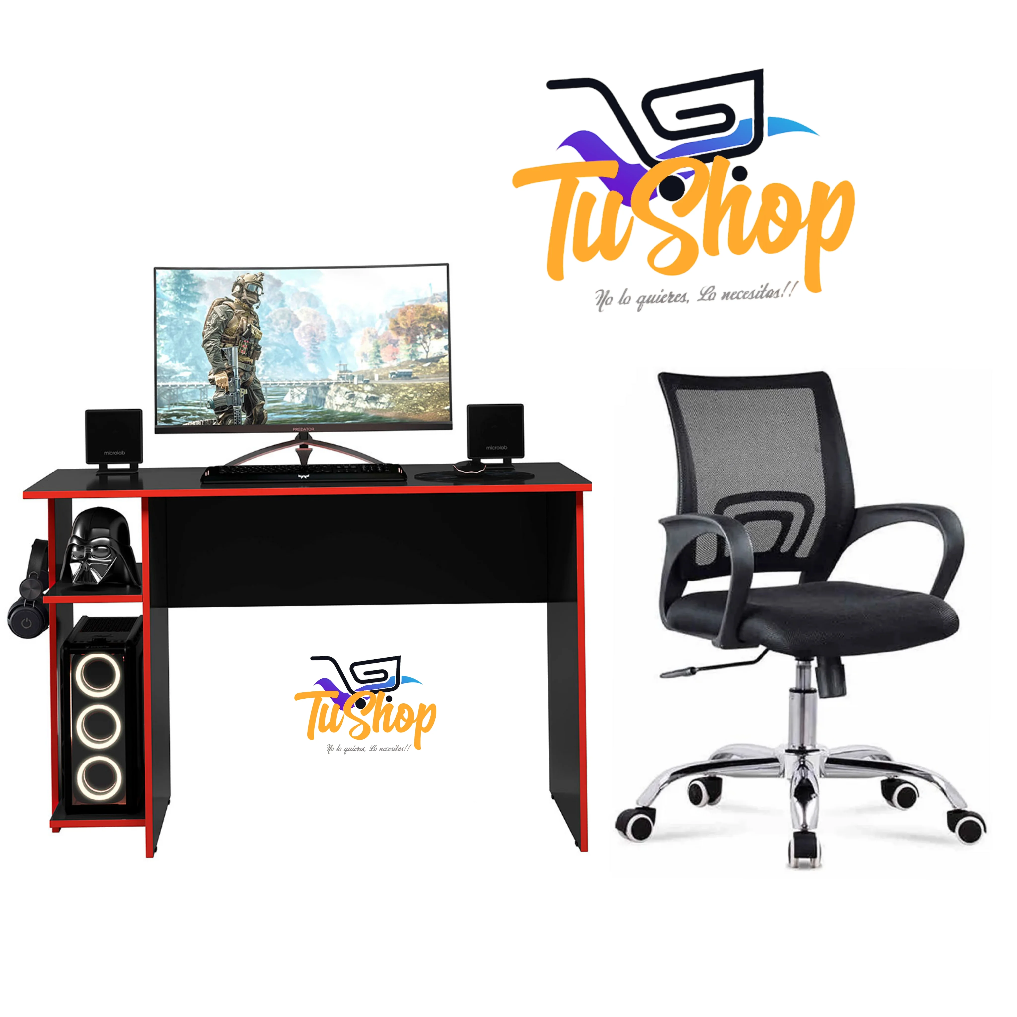 Combo G Escritorio Gamer Y Silla Ergonómica 