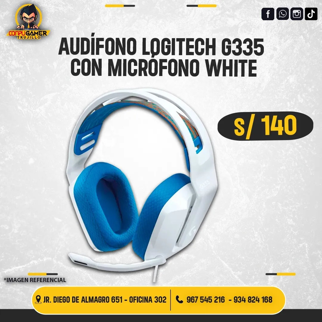AUDÍFONO GAMER CON MICRÓFONO LOGITECH G335 WHITE