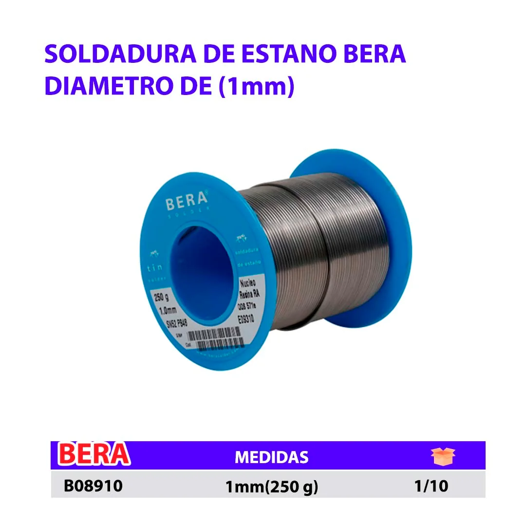 SOLDADURA DE ESTAÑO BERA  DIA:1.0 mm 250 G