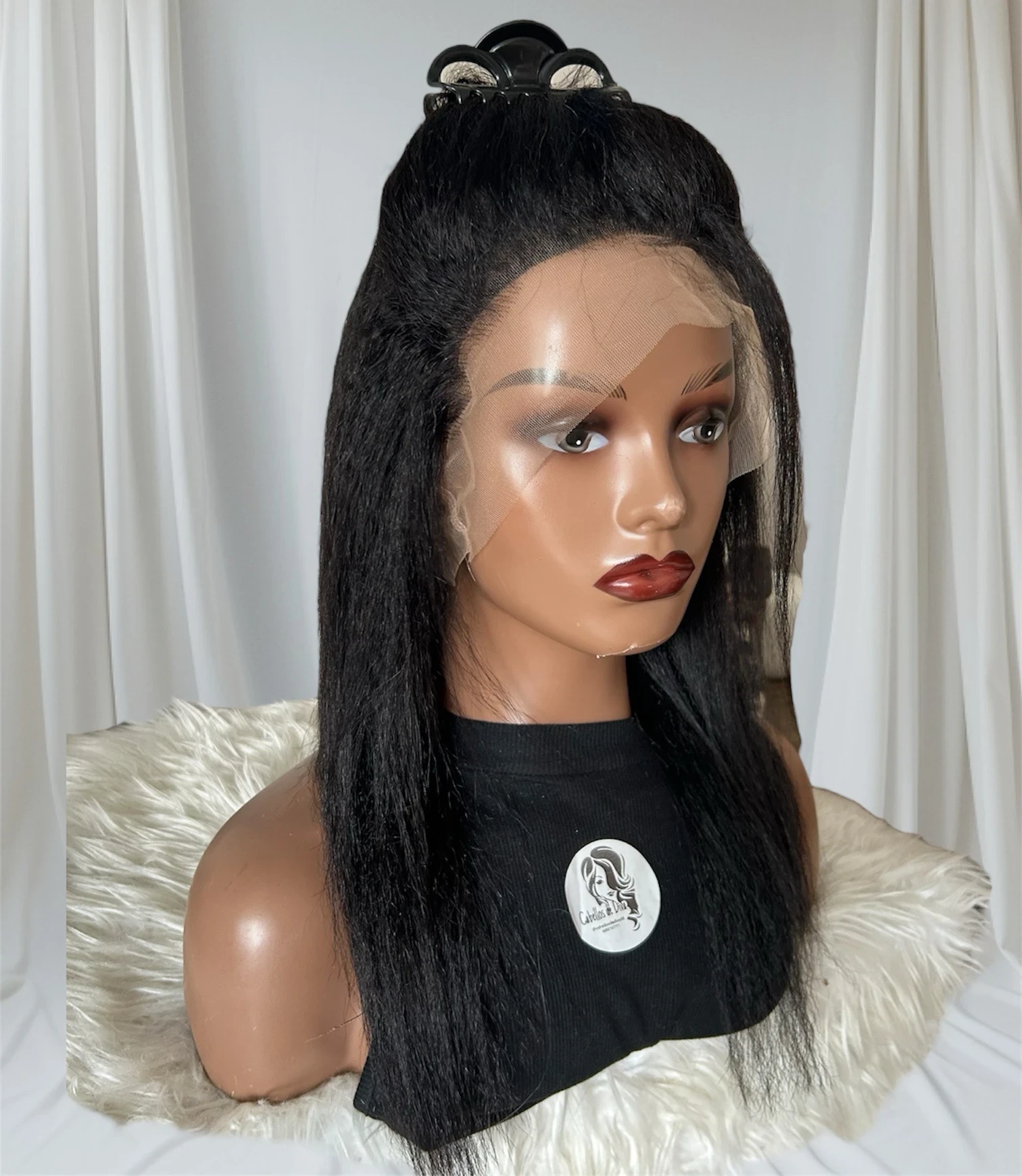  Pelucas de cabello humano yaki de 18 pulgadas frontal 360 3