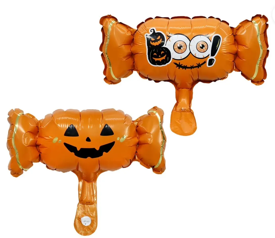 Globo metalizado chico 27x16cm caramelo con ojos halloween  3