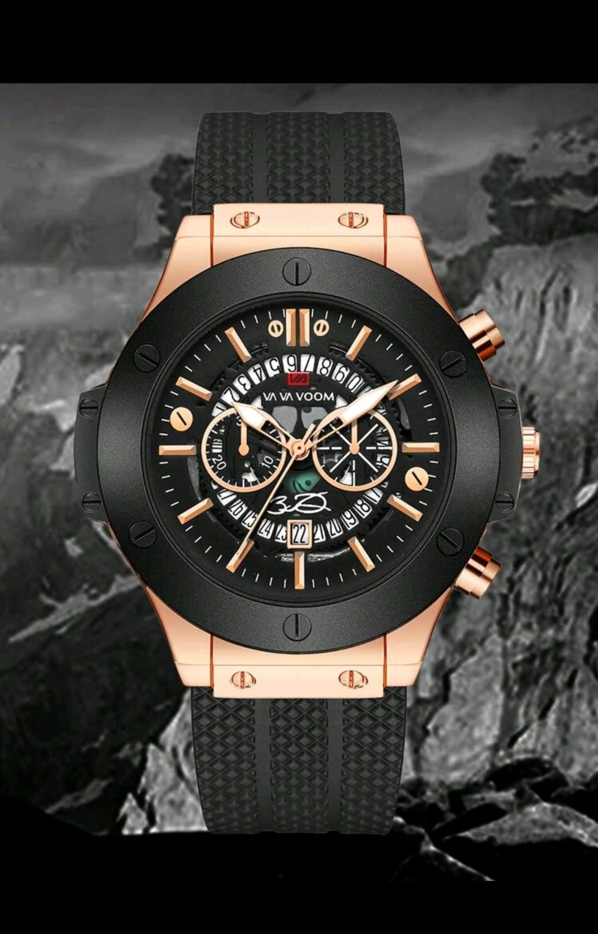 Reloj para Hombre Va Va Voom Robust - Rose Gold & Black 8