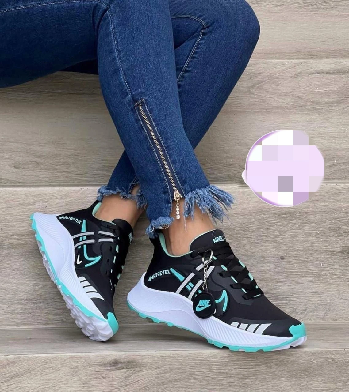 Tenis Dama Negro menta 