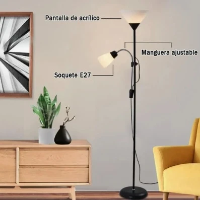 Lampara De Pie Doble Luz Lectura Y Ambiente Flexible 5