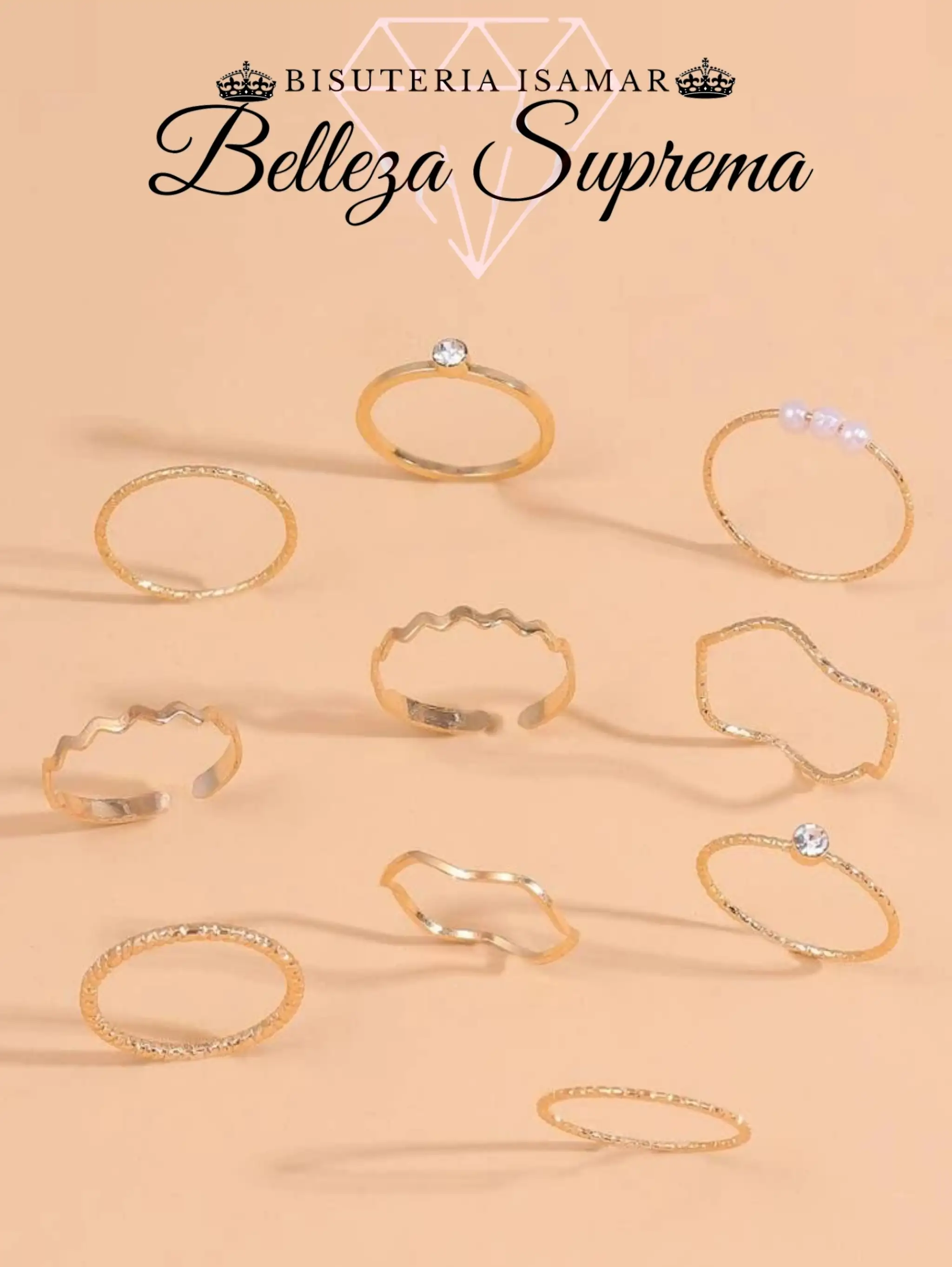 SET ANILLO MÍNIMALISTAS DORADOS 10