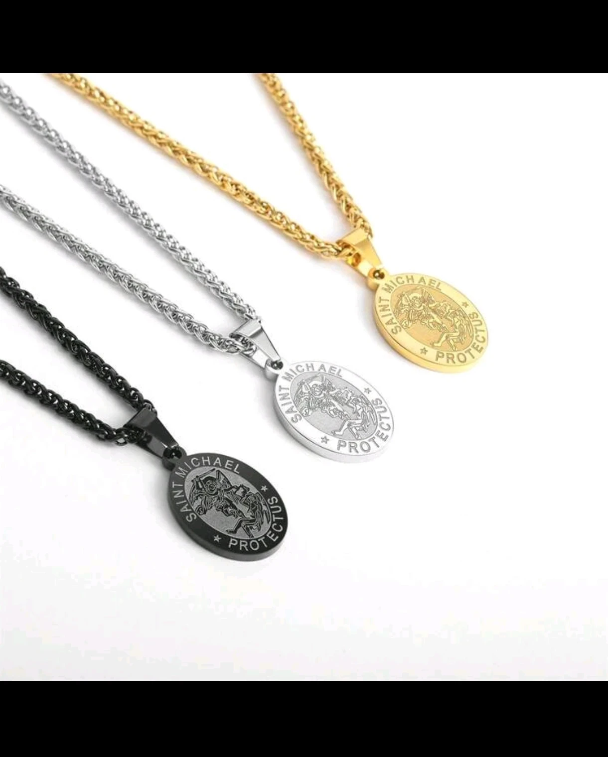Cadena con Medalla de San Miguel Arcángel en Acero Inoxidable
