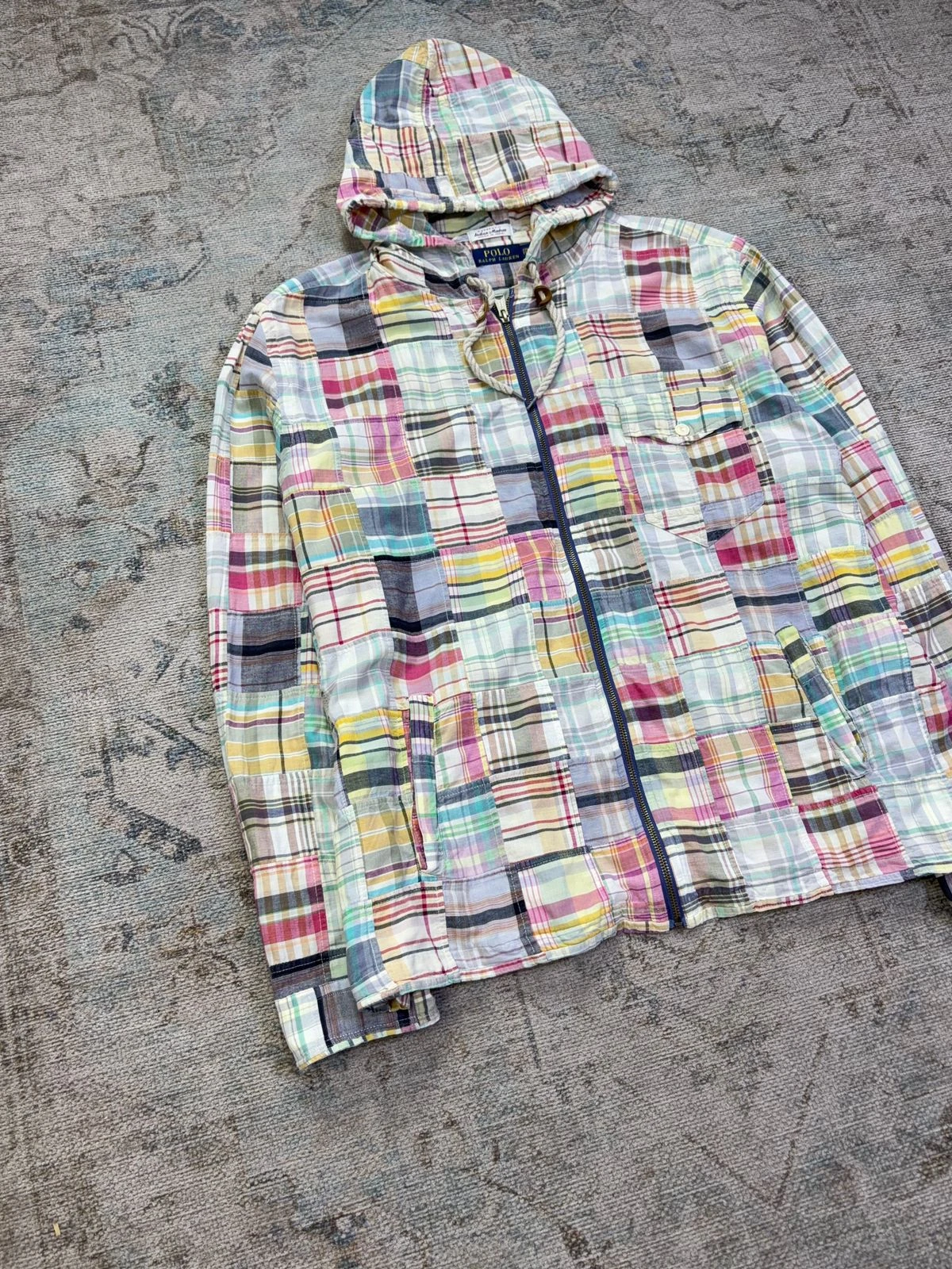 POLO RALPH LAUREN INDIAN MADRAS PATCHWORK HOODIE JACKET