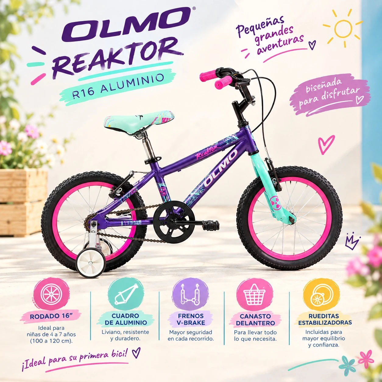 BICICLETA OLMO REAKTOR R16 ALUMINIO-VIOLETA