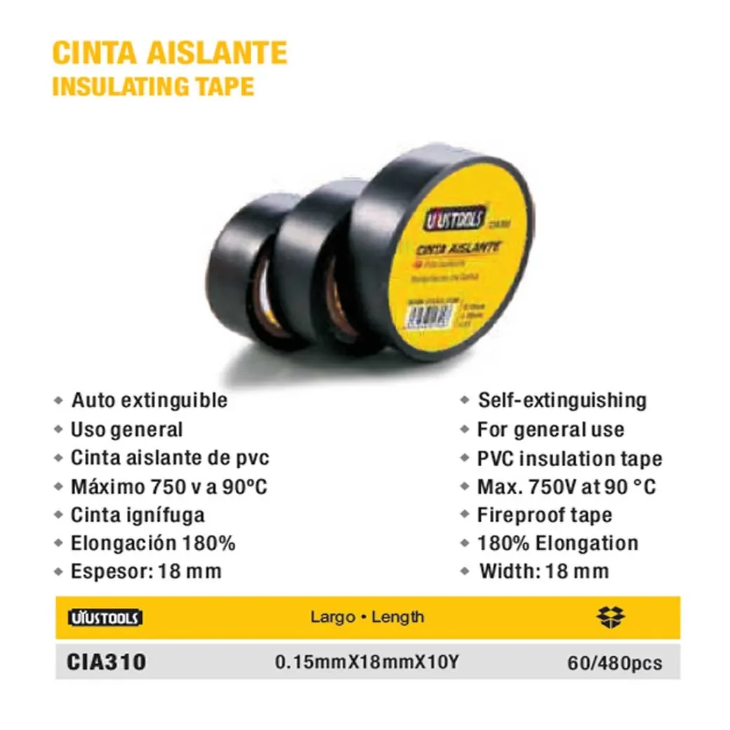 CINTA AISLANTE NEGRO 10 Yard UYUST 0.15x18mm