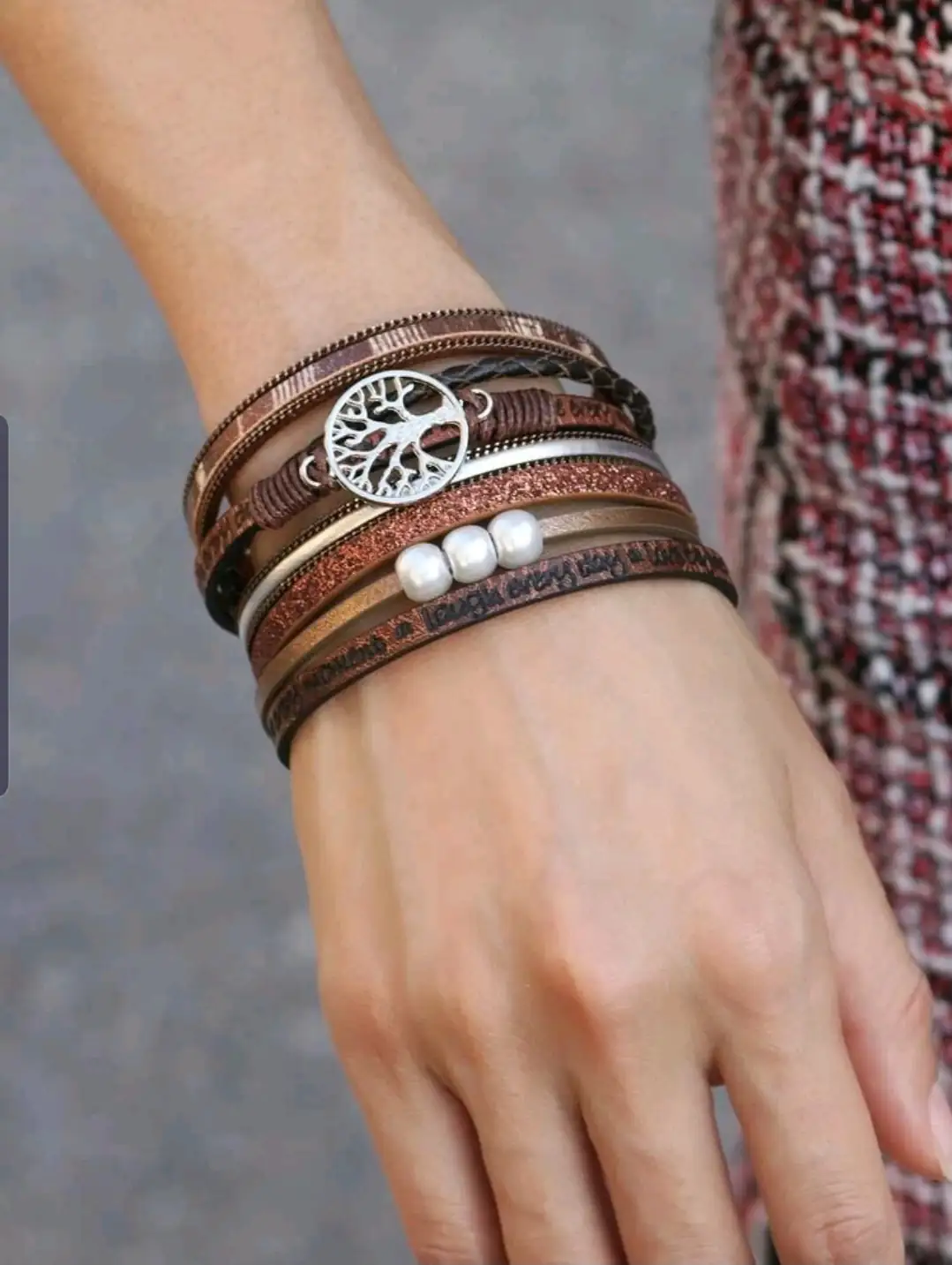 Pulsera de cuerina con árbol de la vida