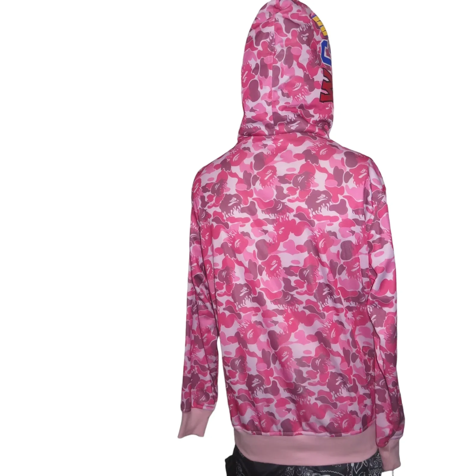 Chamarra doble gorro shark rosa moteada 3