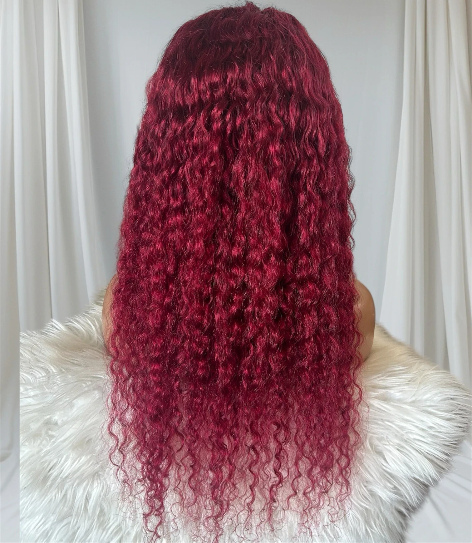 Peluca Rizada de 24 Pulgadas Cabello Humano 99j frontal lace  13x6  4