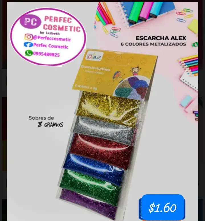 Escarcha ALEX 6  colores metalizados 