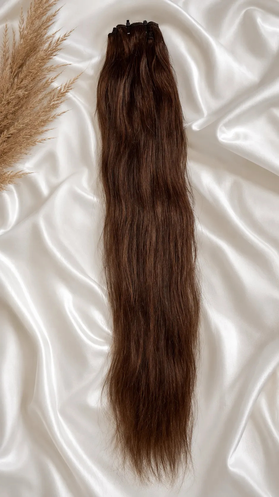 Extensiones de cabello humano real para coser, doble trama, extensiones invisibles para mujeres, cabello lacio y sedoso, 24 pulgadas, 100gramos  #4R, color marrón medio 2
