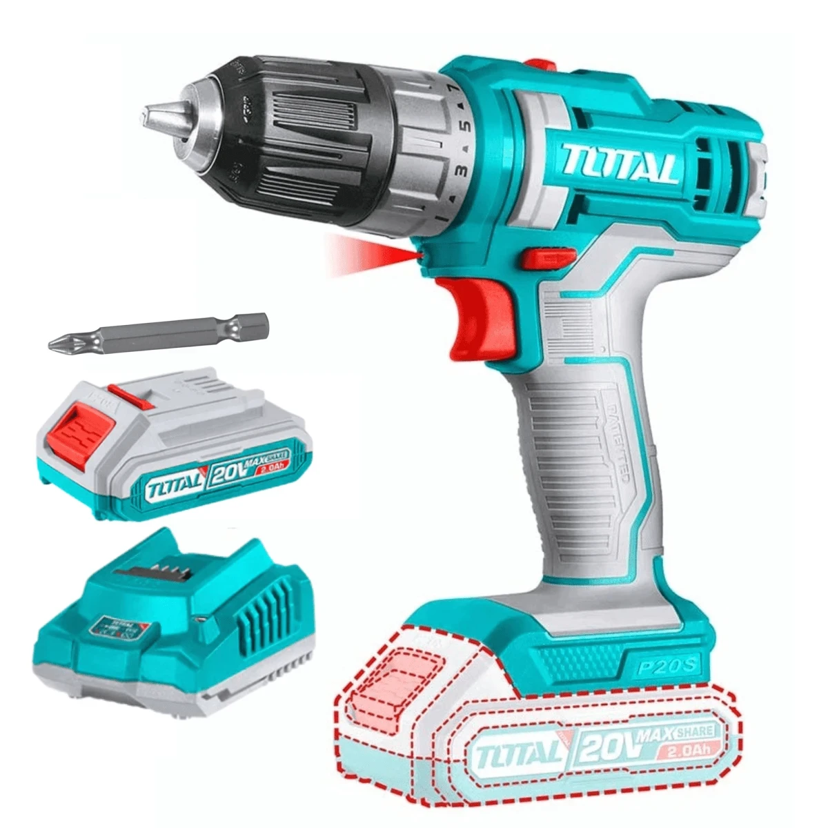 TDLI200518 Taladro atornillador 20v 45 nm incluye bateria y cargador total