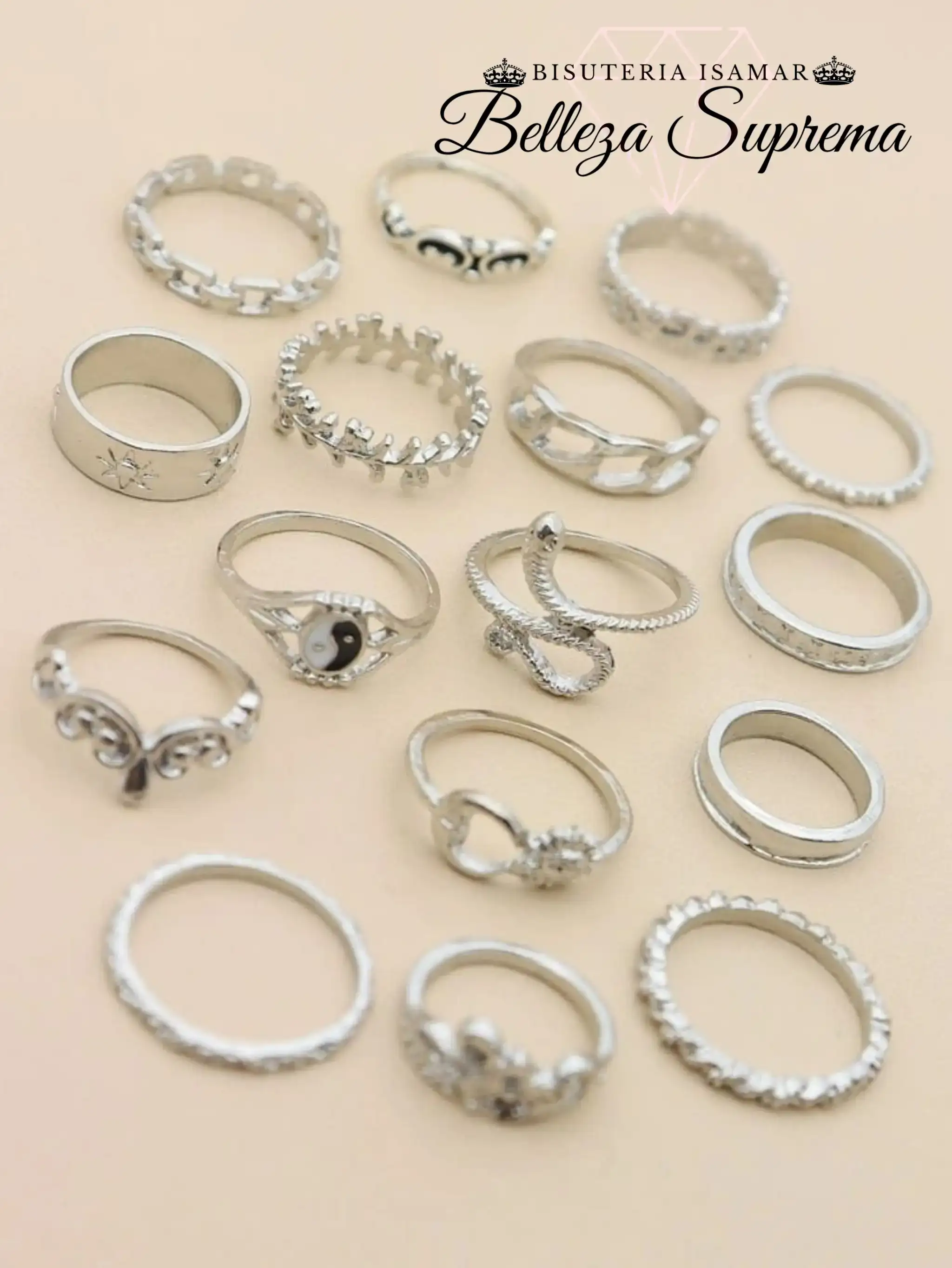 SET DE 16 ANILLOS PLATA QUEMADA 4