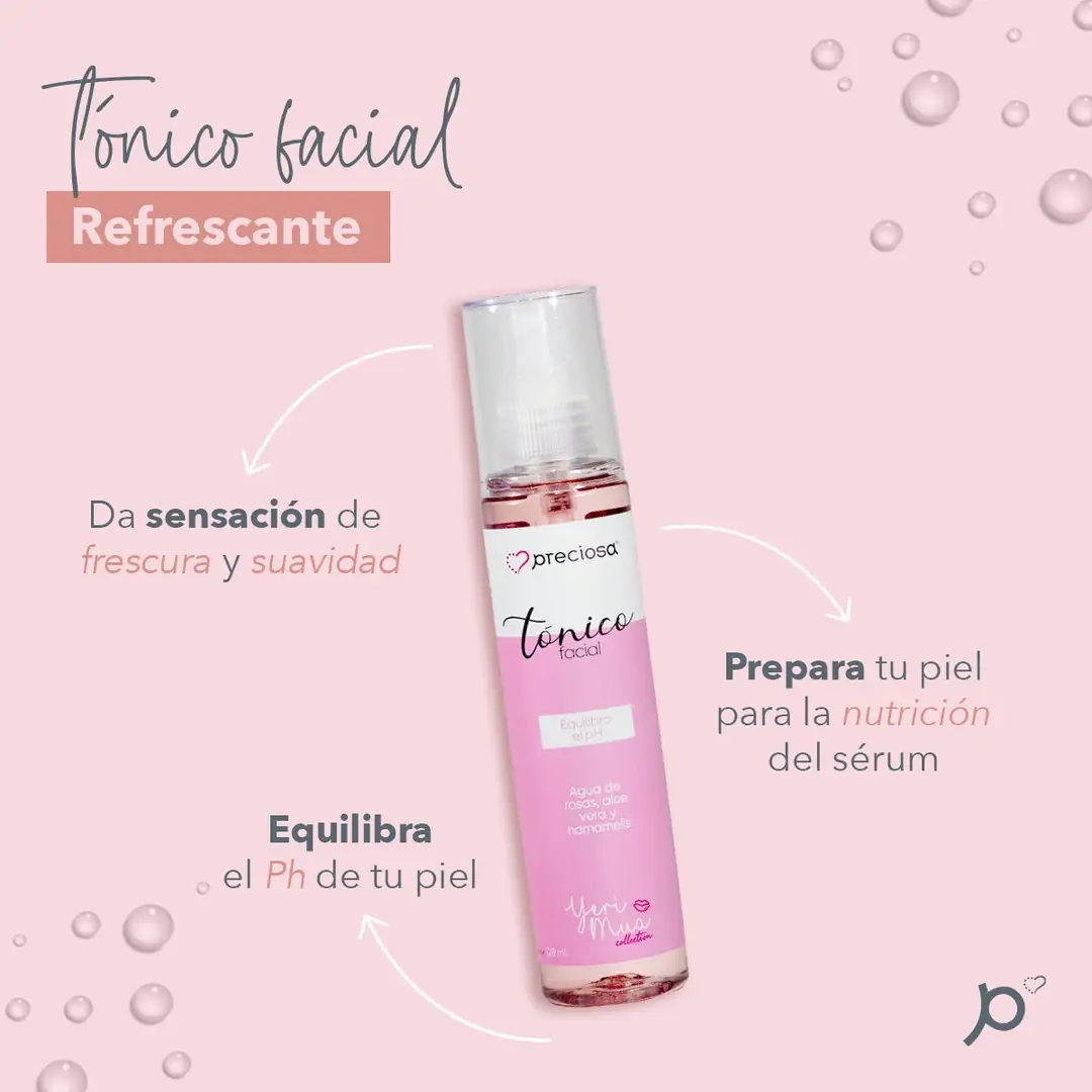 Tonico Facial refrescante con agua de rosas - Preciosa