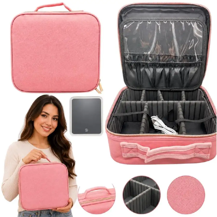 Maleta mediana palo de rosa con luz led 26x23x9