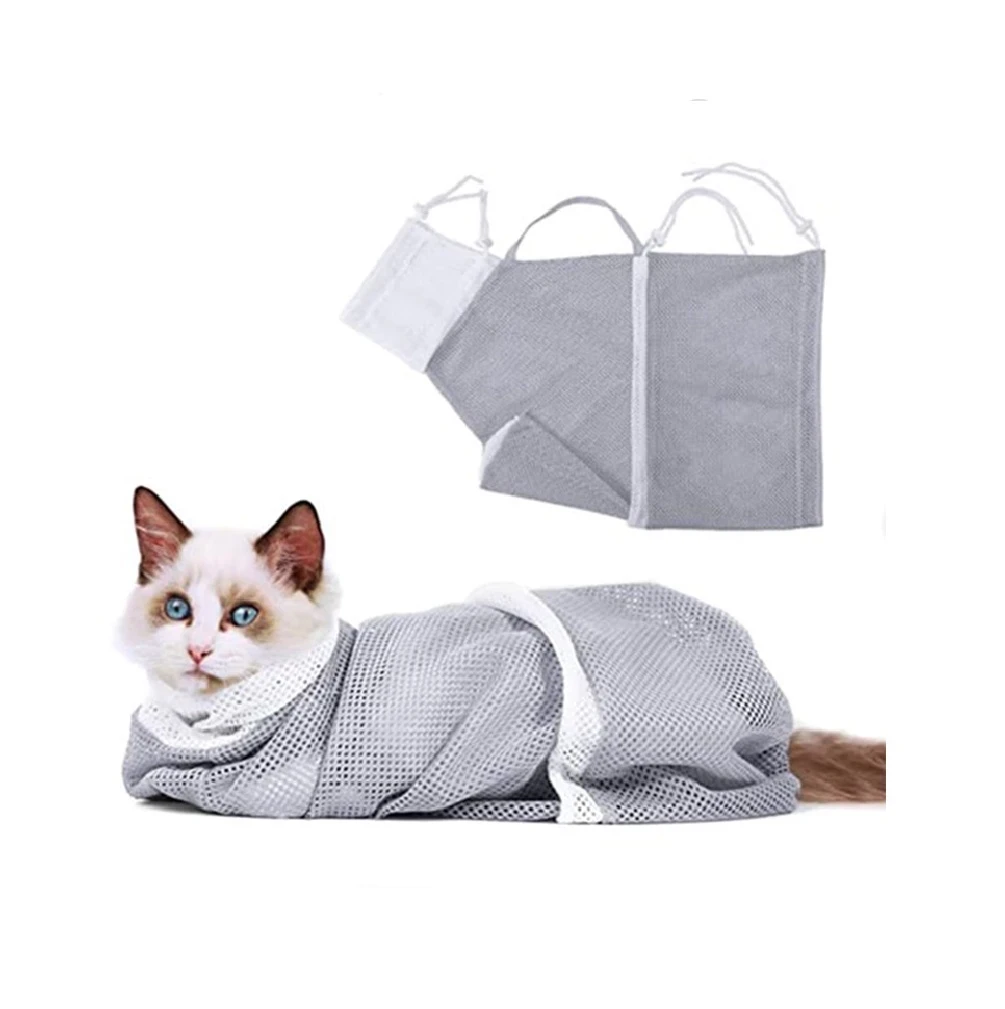 Malla de grooming para gatos gris