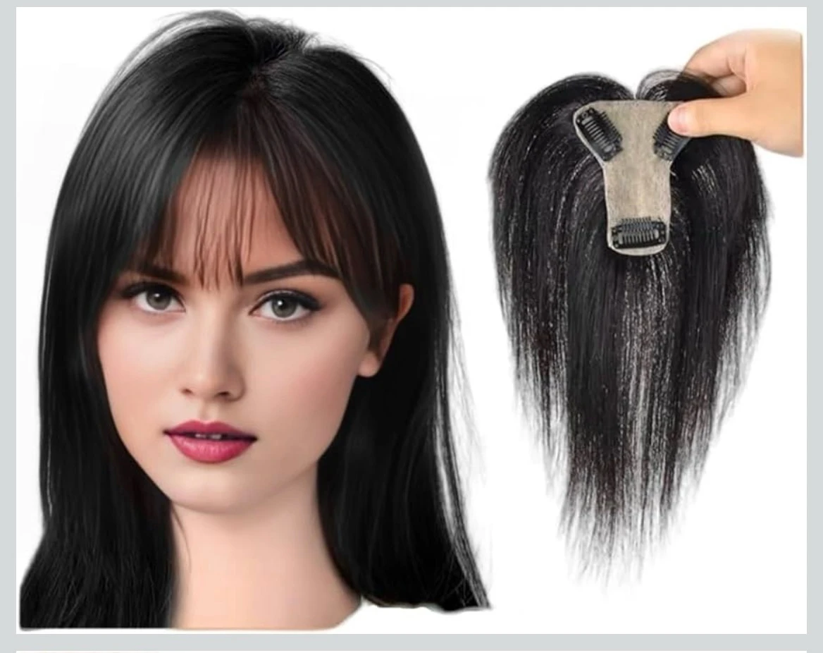 Topper de cabello humano  10” color chocolate oscuro