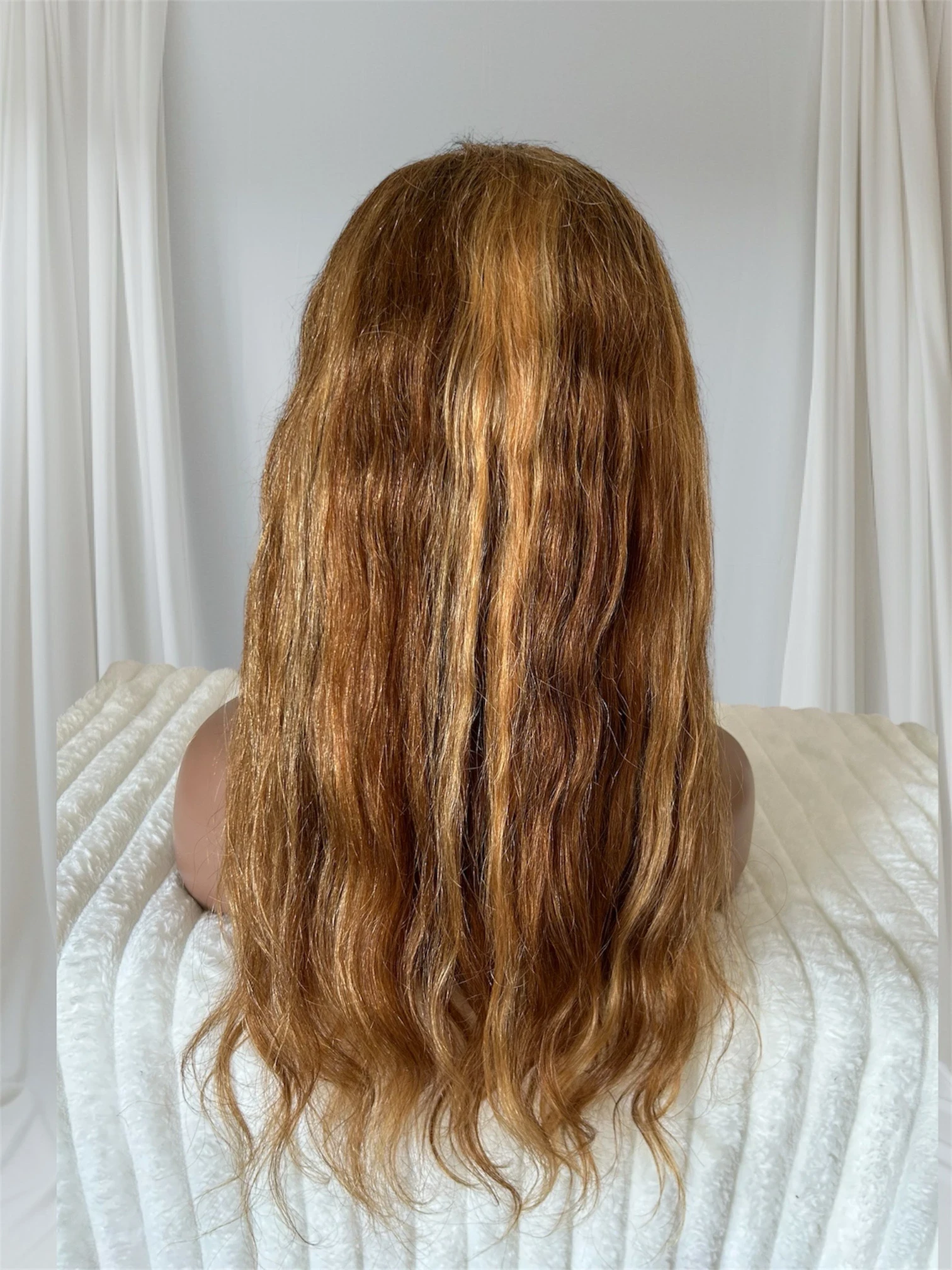 Peluca cabello humano 6/27 con reflejos rubio miel ombré, 20 pulgadas, frontal lace 4x4 HD  3