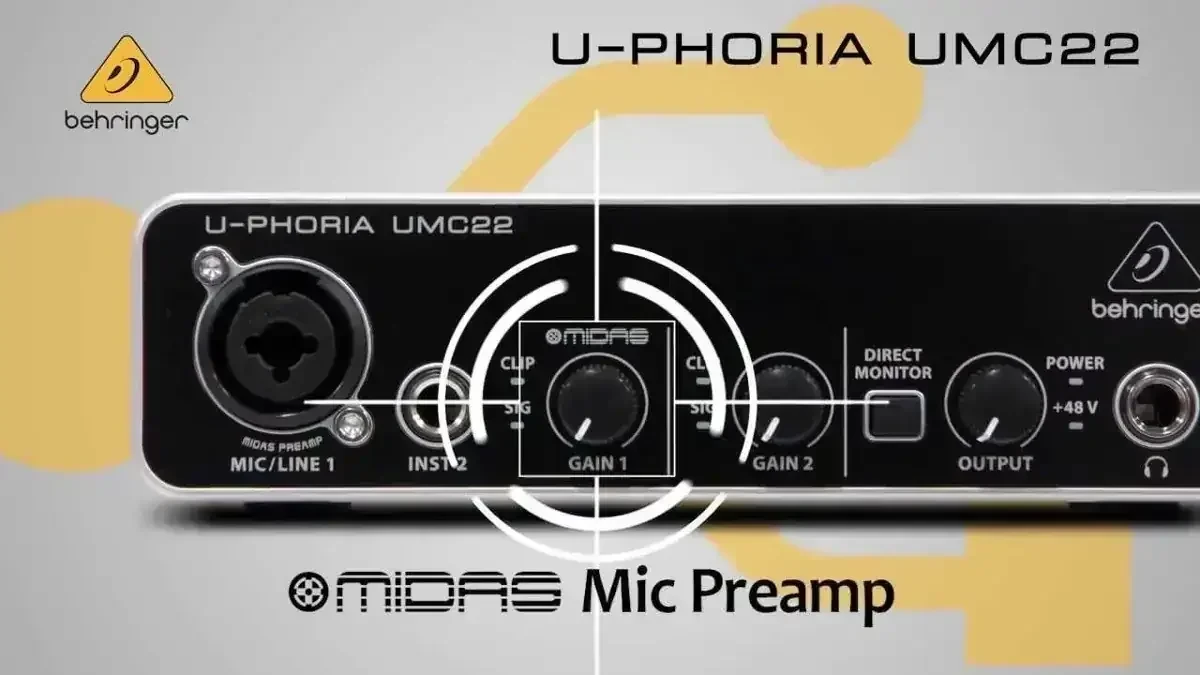 💥INTERFA DE AUDIO BEHRINGER UMC22💥  NUEVOS Y SELLADOS DE CAJA  PEDIDOS: 69442828  La Behringer U-Phoria UMC22 es una interfaz de audio USB con 2 entradas y salidas, entre las que se incluye una entrada Mic/Line, que por un lado tiene un excelente MIDAS Mic Preamp y por otro lado se puede conmutar una alimentación fantasma de +48V. Es adecuado como interfaz de audio para aplicaciones de grabación en casa, para en el camino, y grabar rápidamente una nueva idea o para grabaciones en estudio y en vivo. El Behringer U-Phoria UMC22 también tiene una buena calidad de sonido con una resolución de 16Bit/48kHz.  Behringer U-Phoria UMC22 de un vistazo: Resolución 16bit/48khz 1 jacks combo: XLR / jack de 6,3 mm 1 entrada XLR para instrumentos Previo de micrófono de diseño MIDAS con alimentación fantasma de 48 V Visualización de la señal y del clip Monitorización directa con nivel Salida de auriculares con jack de 6,3 mm Alimentación por bus USB incl. cable USB y software Tracktion 4