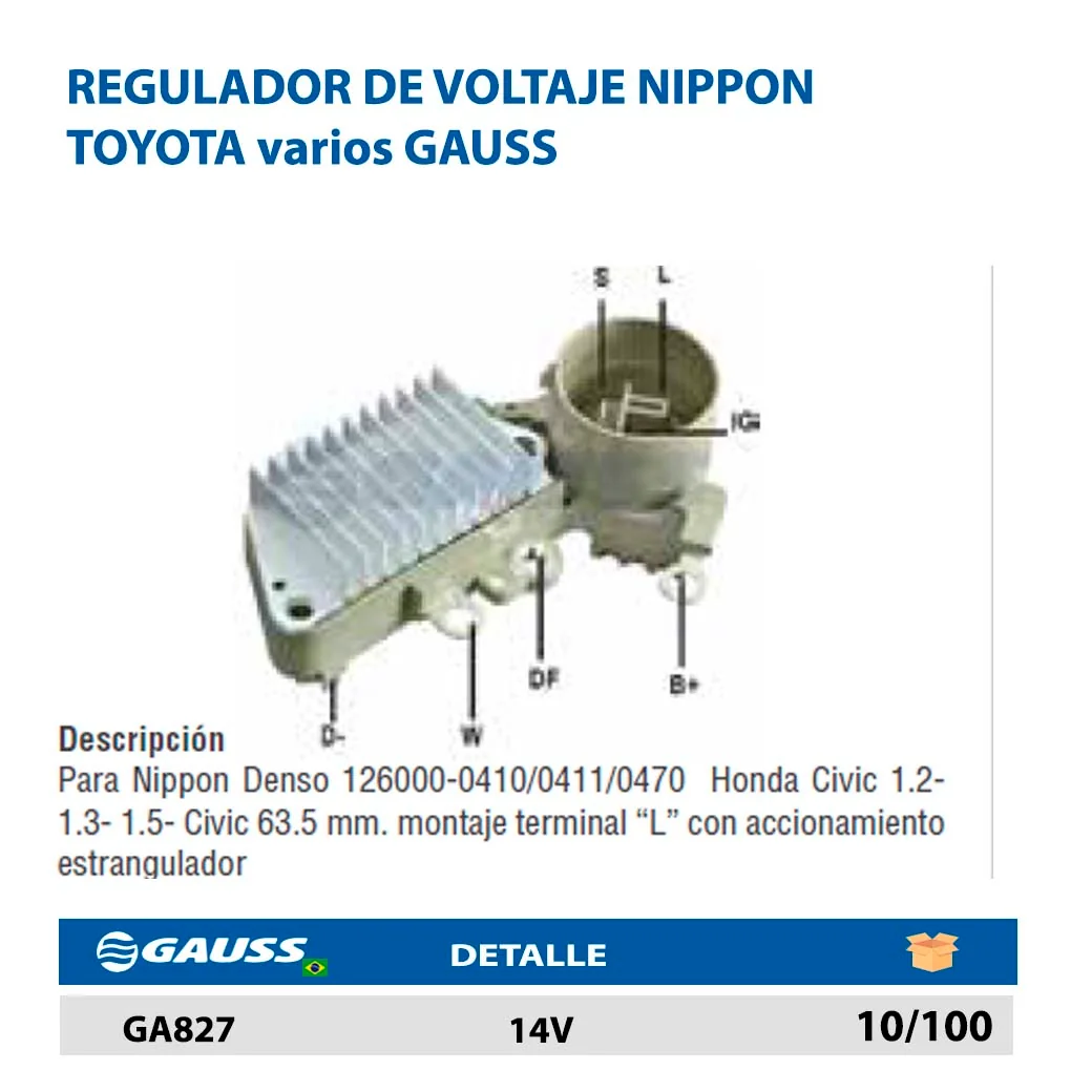 REGULADOR DE VOLTAJE NIPPON TOYOTA varios GAUSS 14V