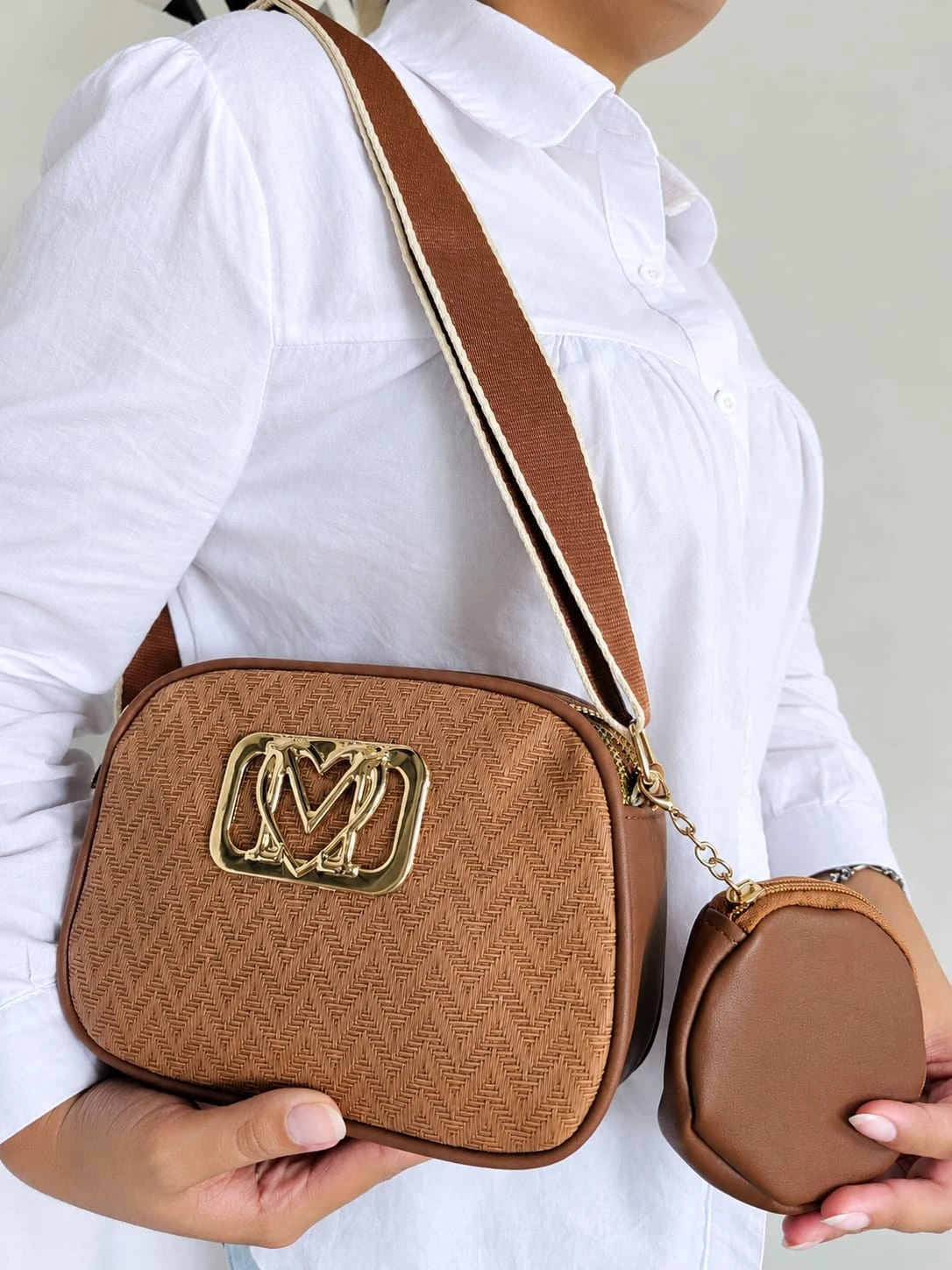 Bolso Manos Libres + Monedero Café MV 2
