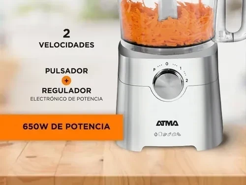 Multiprocesadora Atma Mp8405p De 1.2l 650w 2 Vel + Pulsador Color Blanco 3