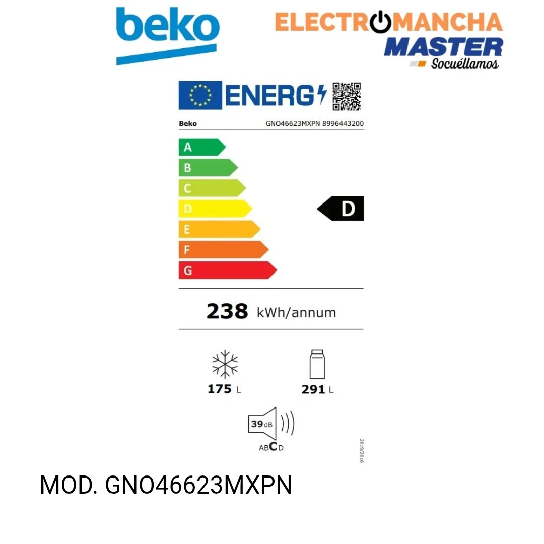 FRIGO AMERICANO BEKO GNO46623MXPN INOX  1,80*79 NF D  3