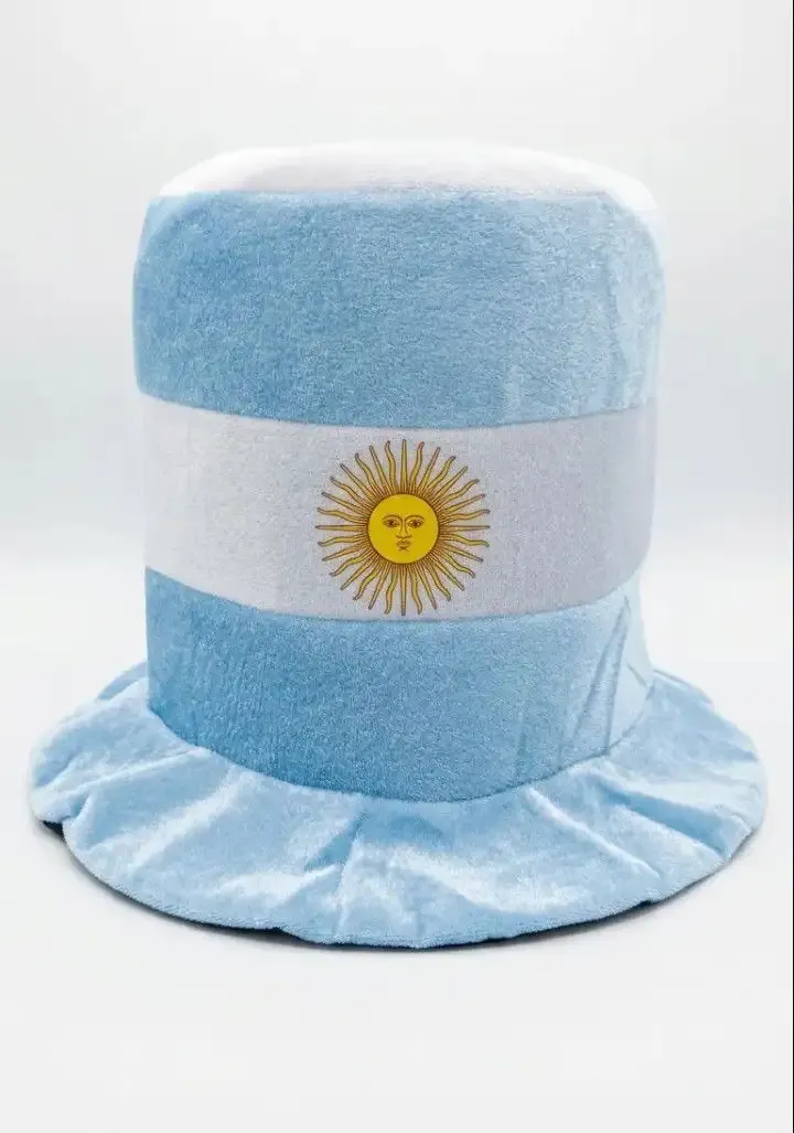 Sombrero/gorro galera argentina celeste y blanco 