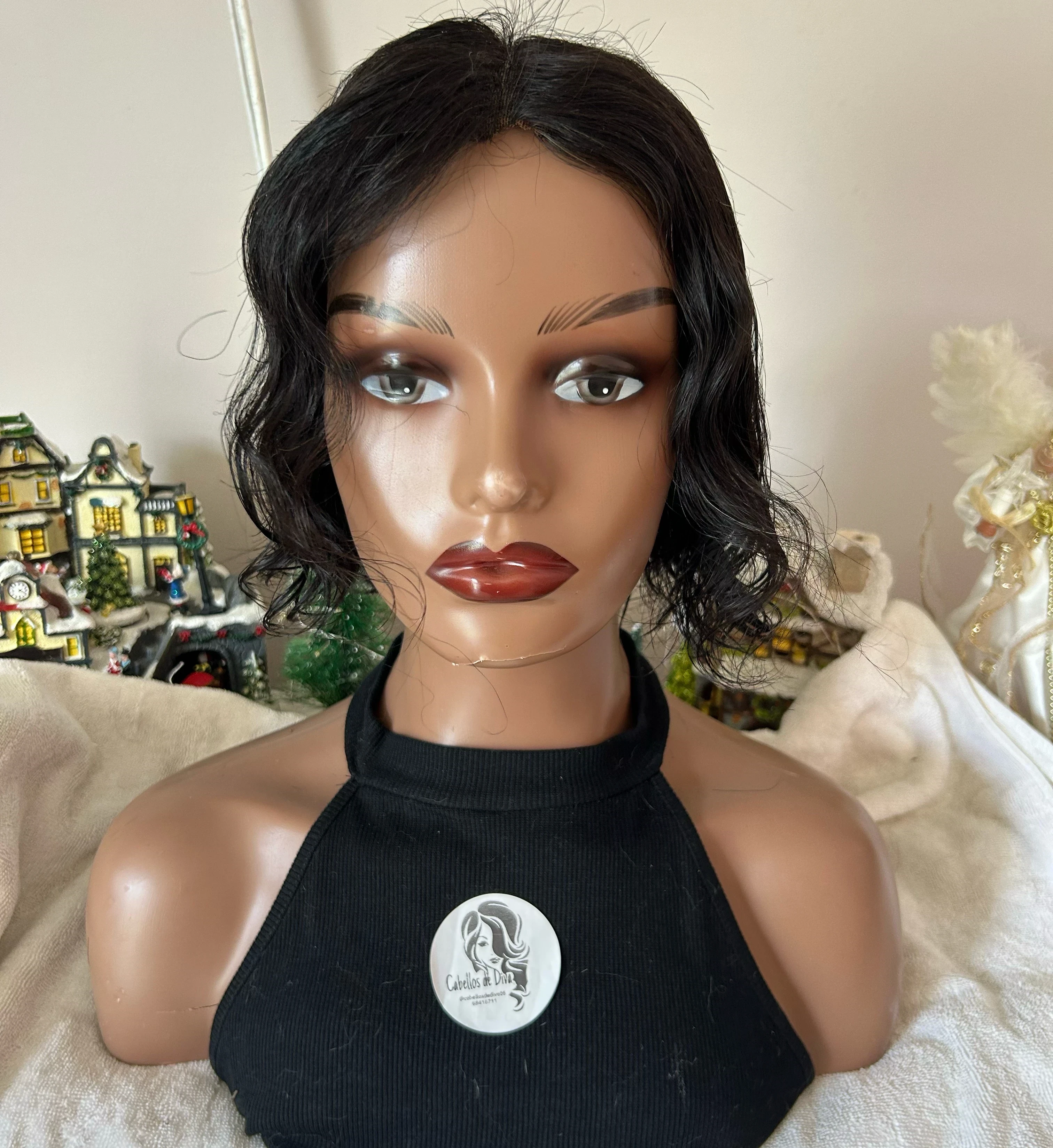 Peluca cabello humano 10 pulgada,  frontal 13x4 
