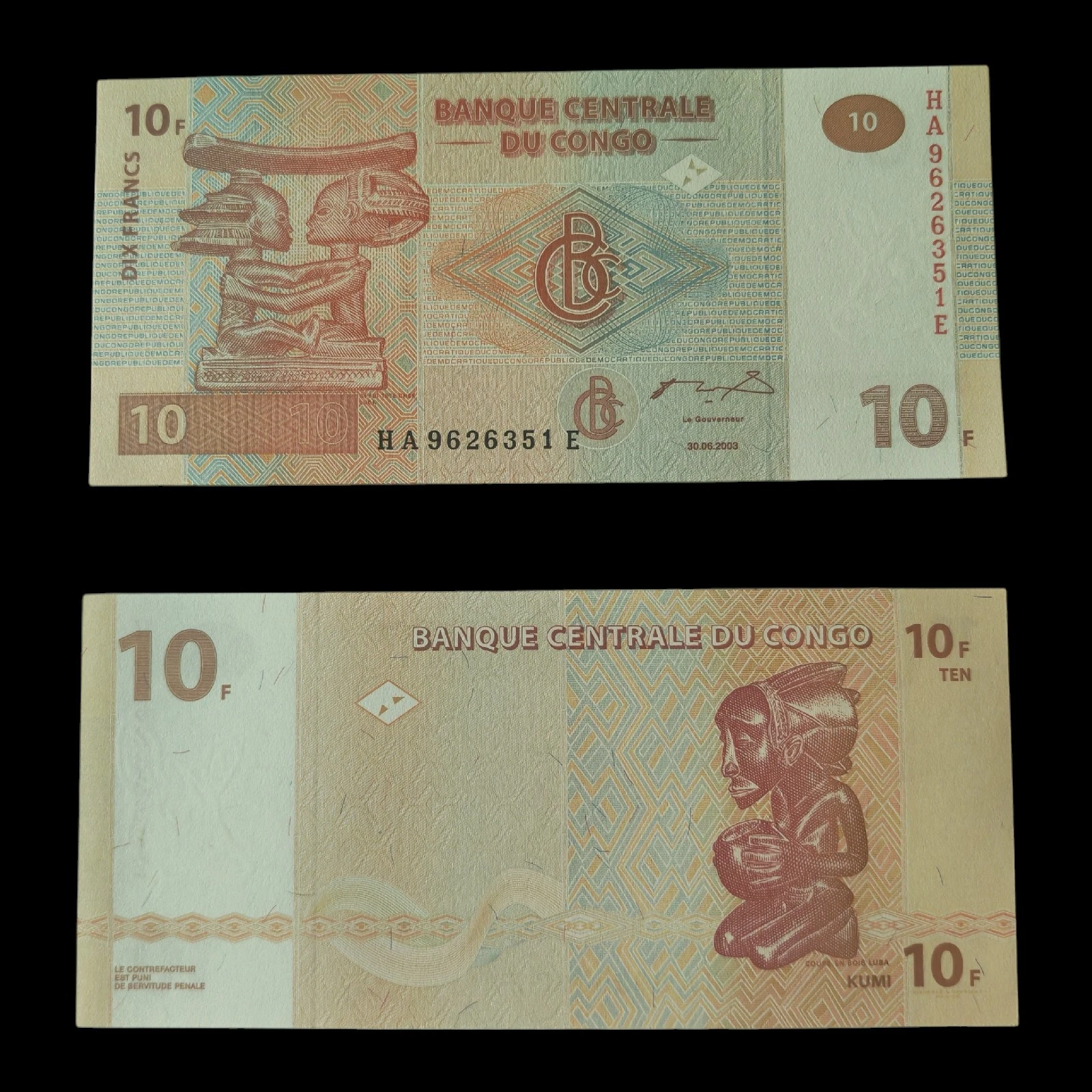 ° Congo 10 Francos UNC