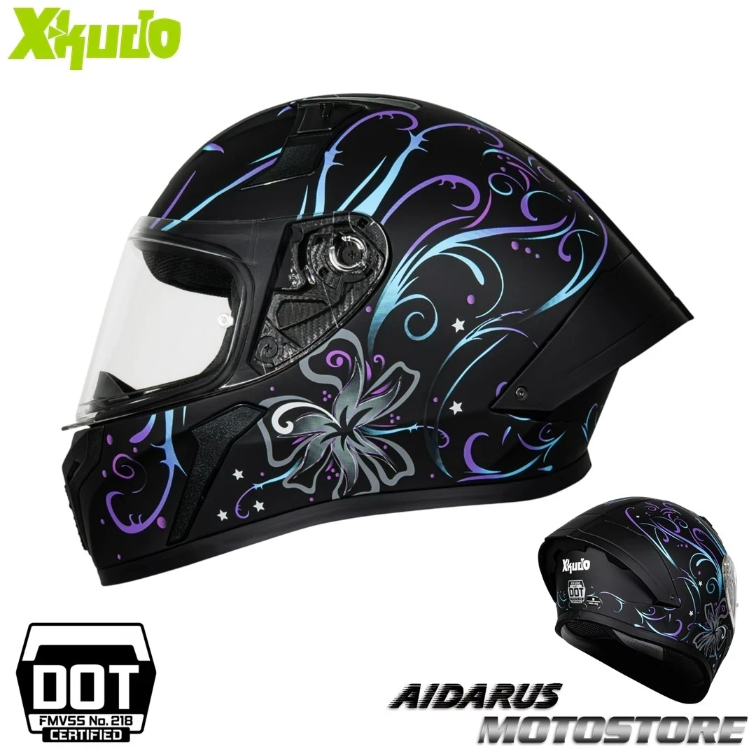 CASCO XKUDO X357 KI STELA NEGRO MATE PURPURA