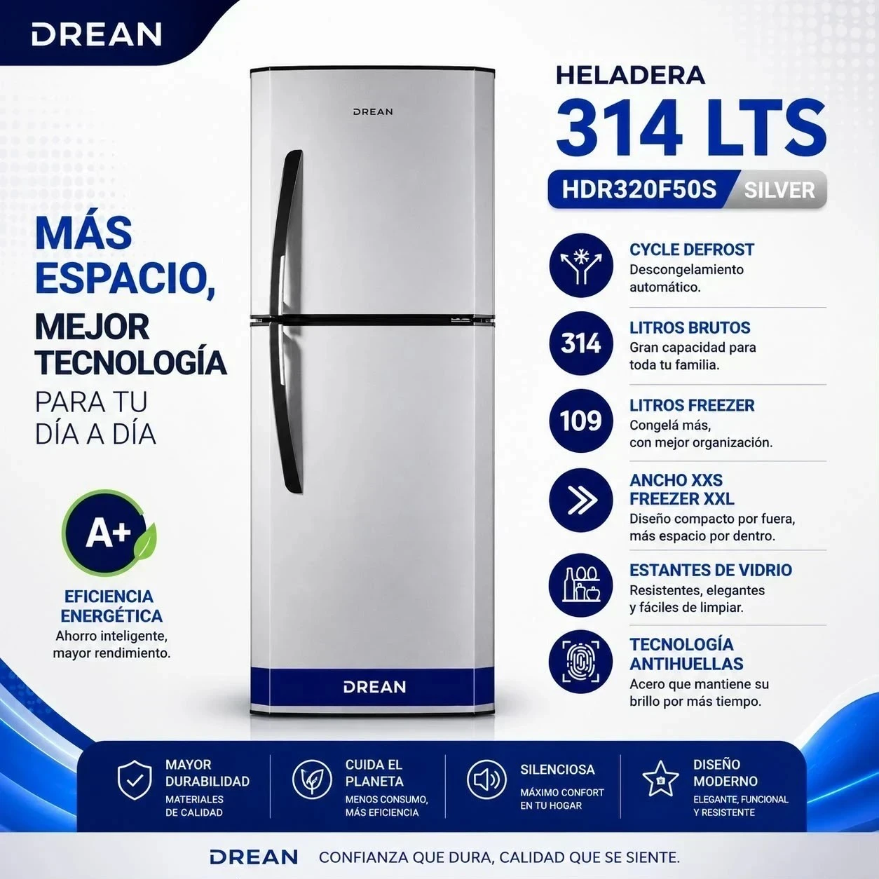 HELADERA DREAN HDR320F 314L gris