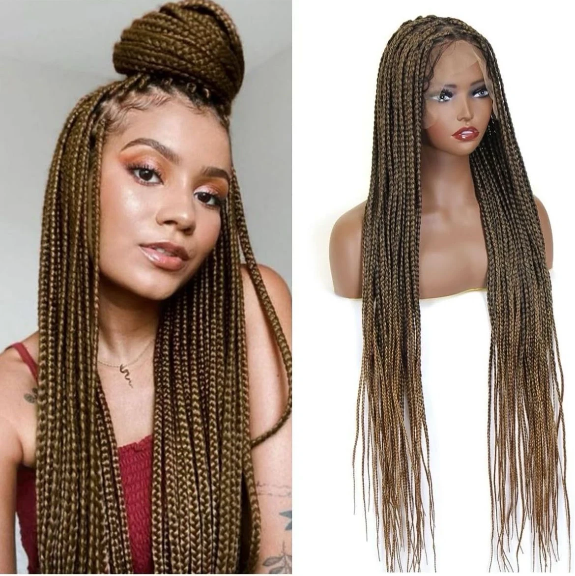 Peluca de trenzas chocolate 36” 