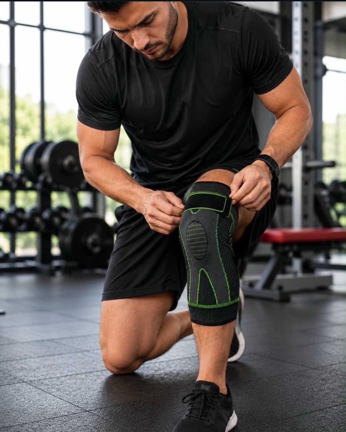 Rodillera deportiva de compresion con correa ajustable 2