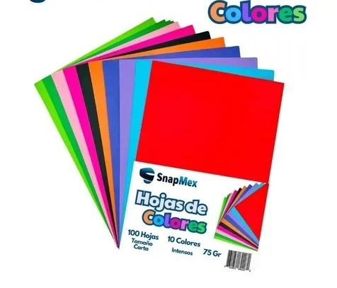 hojas de colores 100 t/carta surtidas