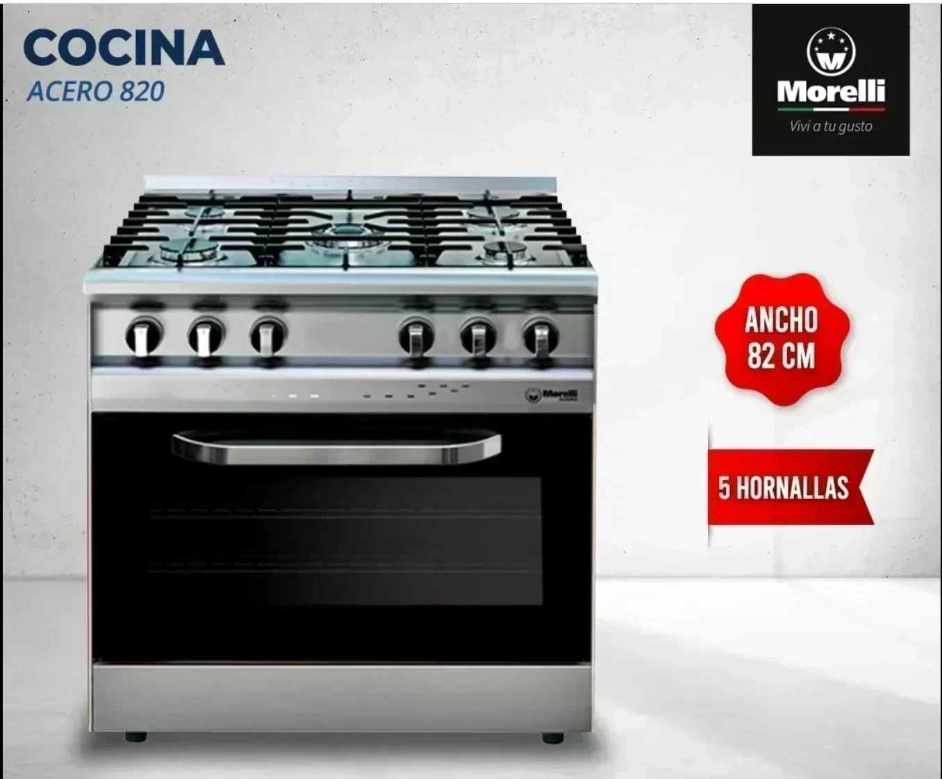 Cocina industrial Morelli ACERO 82CM 