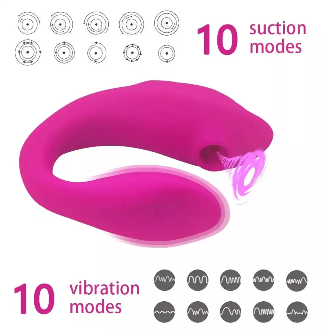 Vibrador U con succión y control  3
