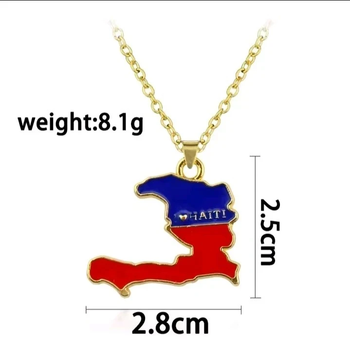 Collar de 50cm con diseño de mapa de Haití,