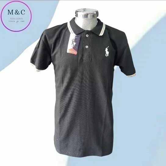 Playera Polo Talla M  diseño en cuello y mangas 7