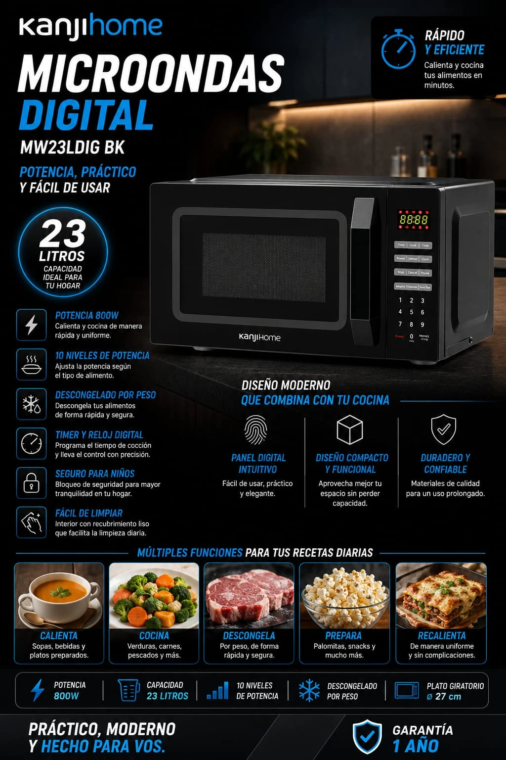 Microondas Kanjihome Digital 23LTR